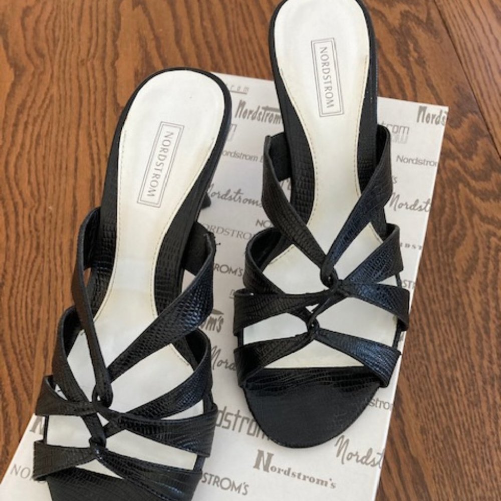 Nordstrom Vero Cuoio Women's Size 7M Black Shoes Sandals High Heels Open Toe